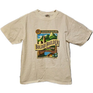 Vintage New Balance 2003 Boulder Boulder Colorado 10K Run White 25th Shirt Sz M